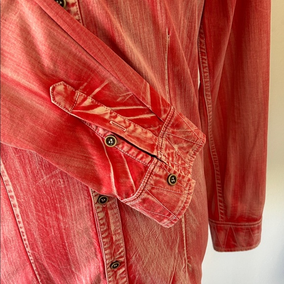 Men's Casual Red Button-Down Shirt - Picture 5 of 14